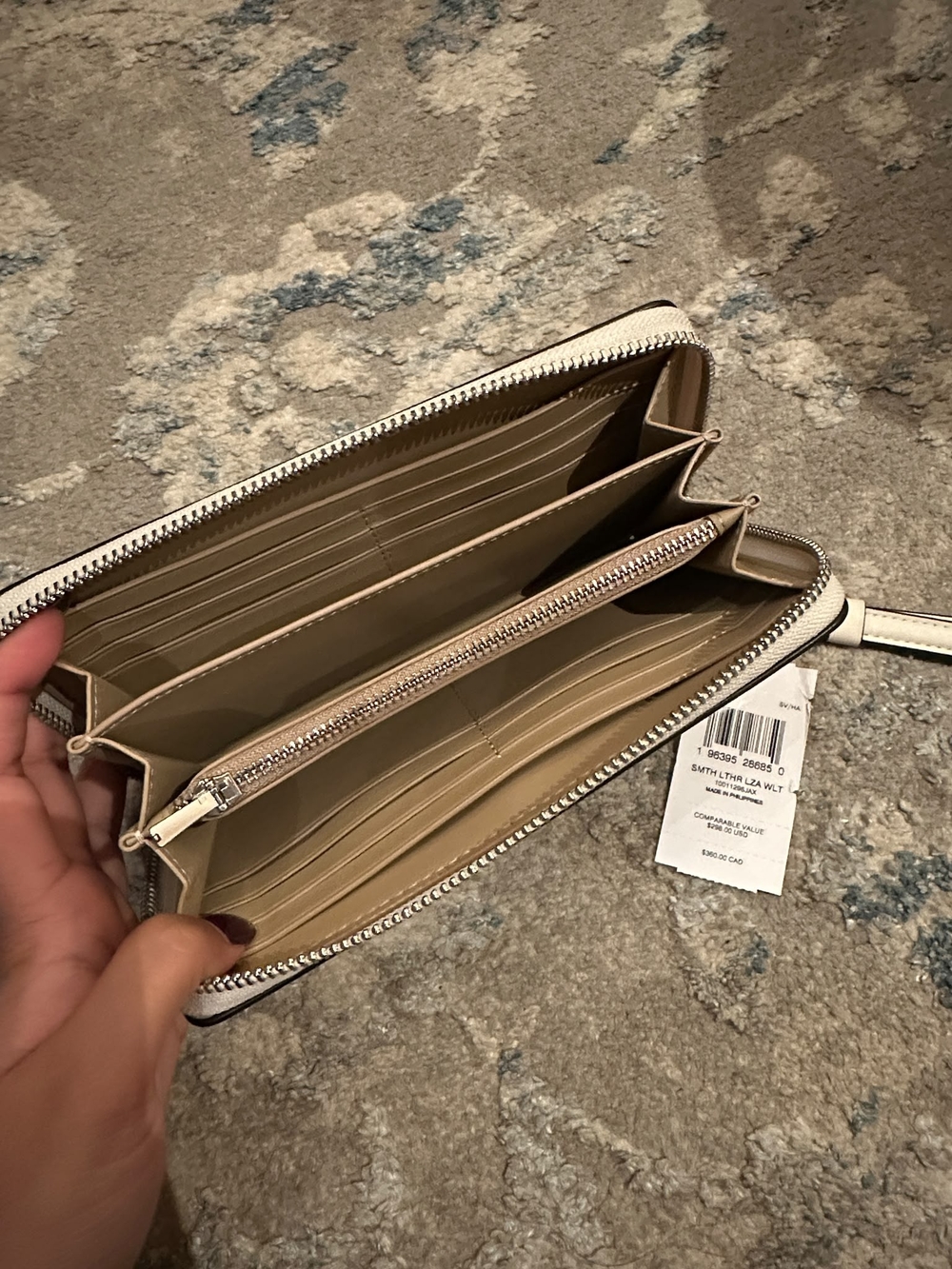Coach Cream Zip-Around Wristlet Wallet